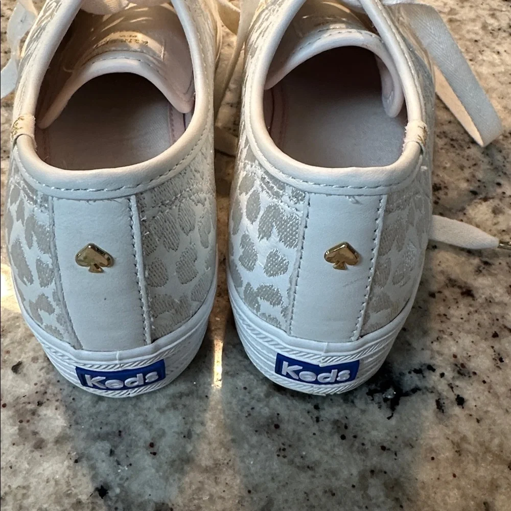 Kate Spade White embroidered leopard Patterned Sneakers